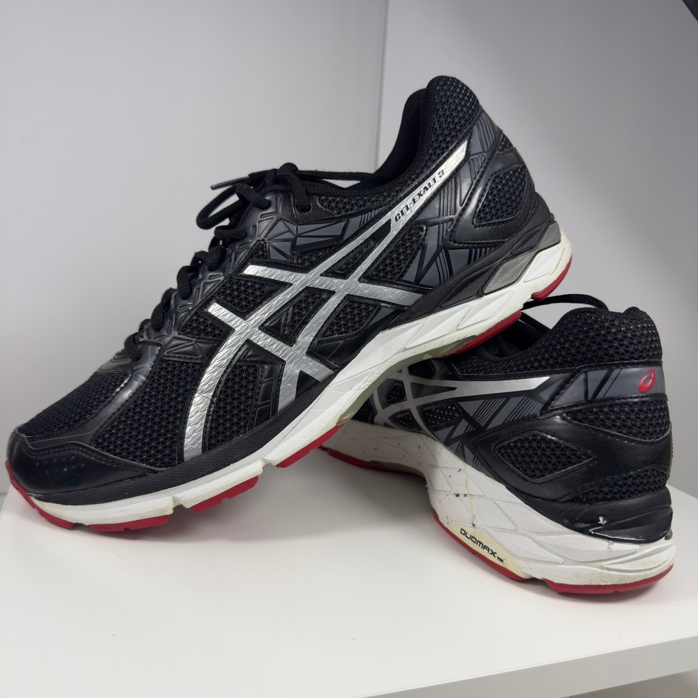 ASICS GEL-Exalt 3 Men Size 11.5 Black Silver Red Running Shoes T616N DuoMax
